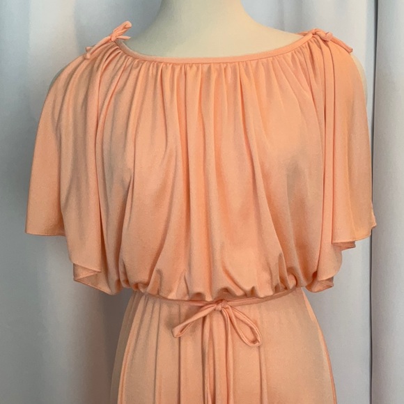 Vintage JC Penney Fashions TALL 1980 Apricot Bridesmaid Prom Dress Women Size 12 - Picture 3 of 10